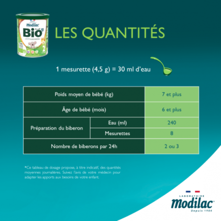 Modilac Lait Bio Lf+ 2eme Âge 800G Pour Nourrisson 