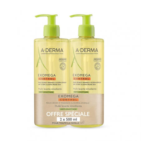 Aderma Exomega Control Huile Lavante 500ml Duo - Paramarket